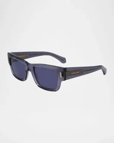 Ferragamo Men's Rivets Acetate Rectangle Sunglasses, 53mm | Thumbnail 3 Ferragamo Men's Rivets Acetate Rectangle Sunglasses, 53mm | Thumbnail 3