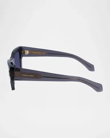 Ferragamo Men's Rivets Acetate Rectangle Sunglasses, 53mm | Thumbnail 4 Ferragamo Men's Rivets Acetate Rectangle Sunglasses, 53mm | Thumbnail 4