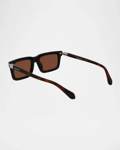 Ferragamo Men's Prisma Modified Acetate Rectangle Sunglasses, 53mm | Thumbnail 2