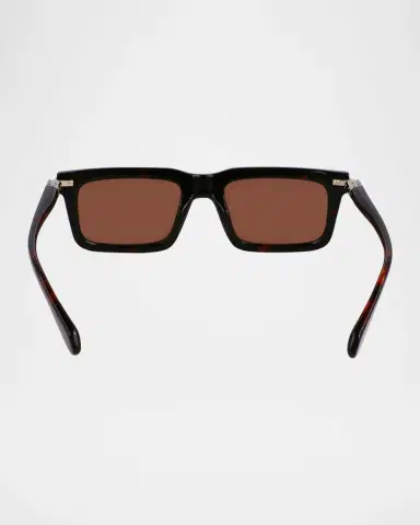 Ferragamo Men's Prisma Modified Acetate Rectangle Sunglasses, 53mm | Thumbnail 5