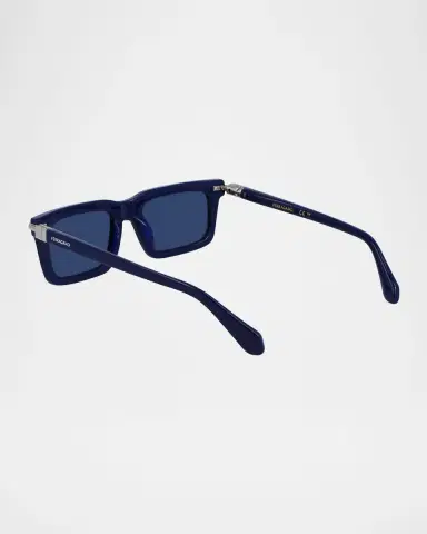 Ferragamo Men's Prisma Modified Acetate Rectangle Sunglasses, 53mm | Thumbnail 2