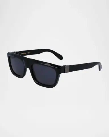 Ferragamo Men's Prisma Acetate Square Sunglasses, 56mm | Thumbnail 3