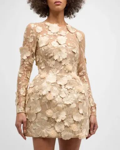 Bronx and Banco Bouquet Maraya Embroidered Illusion Mini Dress | Thumbnail 3
