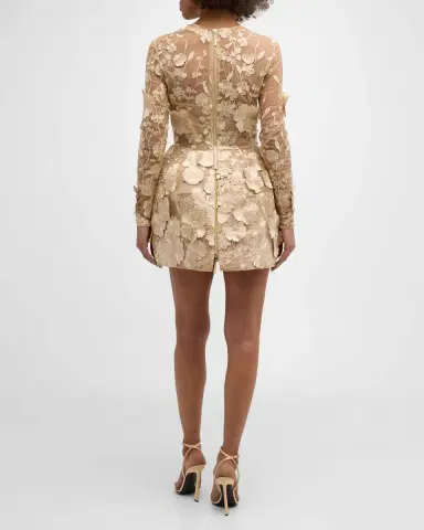 Bronx and Banco Bouquet Maraya Embroidered Illusion Mini Dress | Thumbnail 4