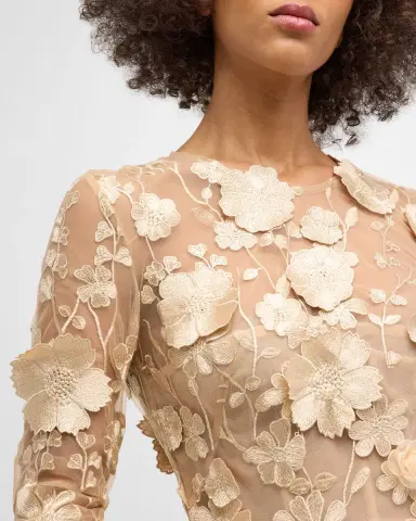 Bronx and Banco Bouquet Maraya Embroidered Illusion Mini Dress | Thumbnail 5