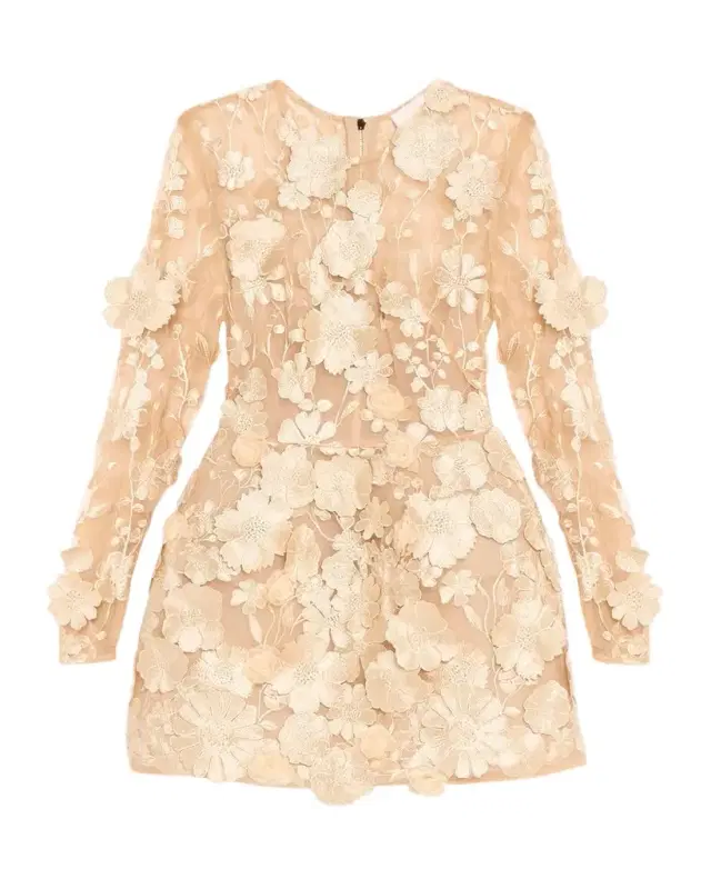 Bronx Banco Bouquet Maraya Embroidered Illusion Mini Dress