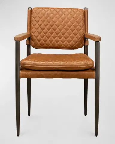 Sarreid Harley Leather Dining Arm Chair | Thumbnail 2 Sarreid Harley Leather Dining Arm Chair | Thumbnail 2
