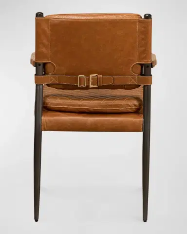 Sarreid Harley Leather Dining Arm Chair | Thumbnail 3 Sarreid Harley Leather Dining Arm Chair | Thumbnail 3