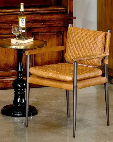 Sarreid Harley Leather Dining Arm Chair | Thumbnail 6 Sarreid Harley Leather Dining Arm Chair | Thumbnail 6