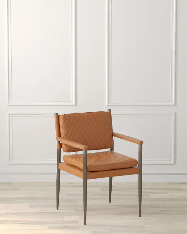 Sarreid Harley Leather Dining Arm Chair