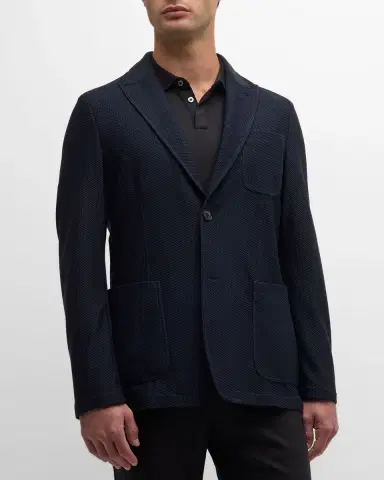 Giorgio Armani Men's Single-Breasted Rice Stitch Sport Coat | Thumbnail 4 Giorgio Armani Men's Single-Breasted Rice Stitch Sport Coat | Thumbnail 4