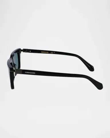 Ferragamo Men's Prisma Modified Acetate Rectangle Sunglasses, 53mm | Thumbnail 4 Ferragamo Men's Prisma Modified Acetate Rectangle Sunglasses, 53mm | Thumbnail 4