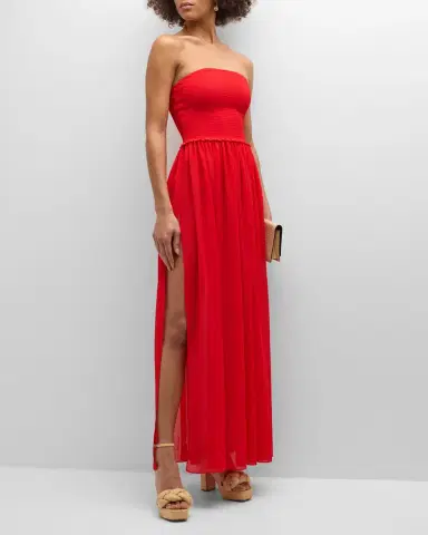 Ramy Brook Calista Smocked Strapless Side-Split Coverup Dress | Thumbnail 3 Ramy Brook Calista Smocked Strapless Side-Split Coverup Dress | Thumbnail 3