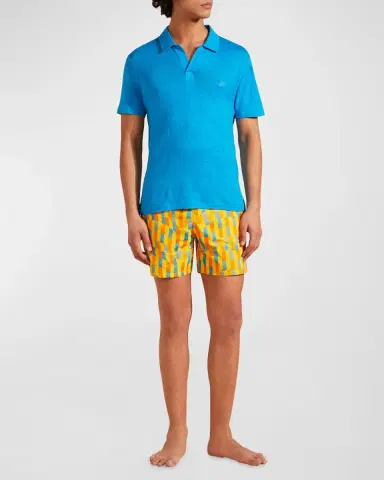 Vilebrequin Men's Pyramid Linen Polo Shirt | Thumbnail 2 Vilebrequin Men's Pyramid Linen Polo Shirt | Thumbnail 2