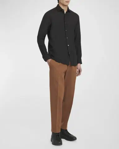 Zegna Men's Cashco Cashmere-Cotton Sport Shirt | Thumbnail 2 Zegna Men's Cashco Cashmere-Cotton Sport Shirt | Thumbnail 2