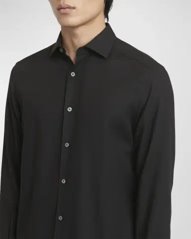 Zegna Men's Cashco Cashmere-Cotton Sport Shirt | Thumbnail 5 Zegna Men's Cashco Cashmere-Cotton Sport Shirt | Thumbnail 5