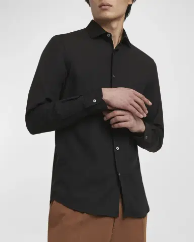 Zegna Men's Cashco Cashmere-Cotton Sport Shirt | Thumbnail 6 Zegna Men's Cashco Cashmere-Cotton Sport Shirt | Thumbnail 6