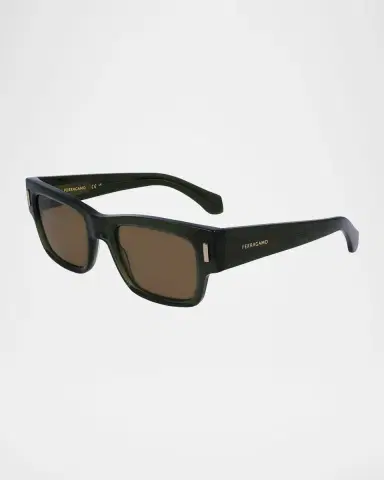 Ferragamo Men's Rivets Acetate Rectangle Sunglasses, 53mm | Thumbnail 3 Ferragamo Men's Rivets Acetate Rectangle Sunglasses, 53mm | Thumbnail 3