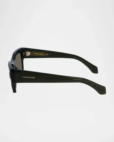 Ferragamo Men's Rivets Acetate Rectangle Sunglasses, 53mm | Thumbnail 4 Ferragamo Men's Rivets Acetate Rectangle Sunglasses, 53mm | Thumbnail 4