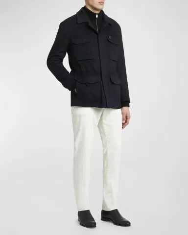 Brioni Men 's Sahariana Wool-Cashmere Utility Jacket | Thumbnail 2 Brioni Men 's Sahariana Wool-Cashmere Utility Jacket | Thumbnail 2