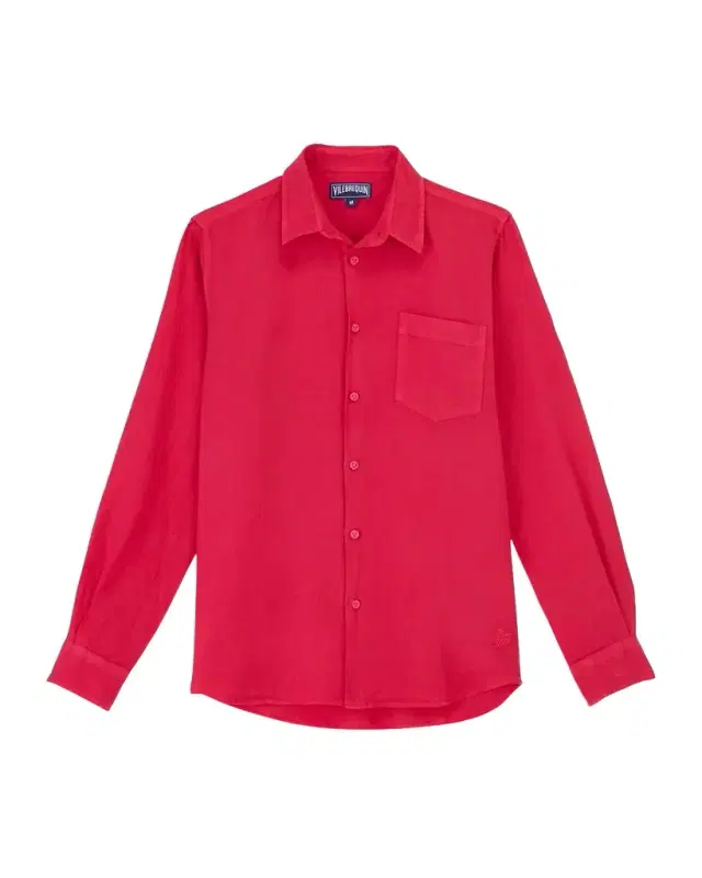 Vilebrequin Men 's Caroubis Solid Linen Sport Shirt