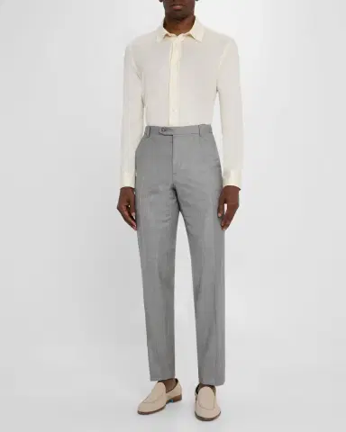 Brioni Men 's Wool Sharkskin Pants | Thumbnail 2