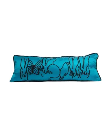 Hunt Slonem Embroidered Silk & Velvet Menagerie Pillow, 14" x 35" | Thumbnail 1 Hunt Slonem Embroidered Silk & Velvet Menagerie Pillow, 14" x 35" | Thumbnail 1