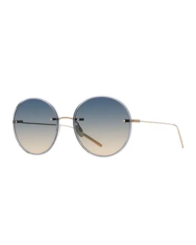 Barton Perreira Rigby Golden Titanium & Acetate Round Sunglasses