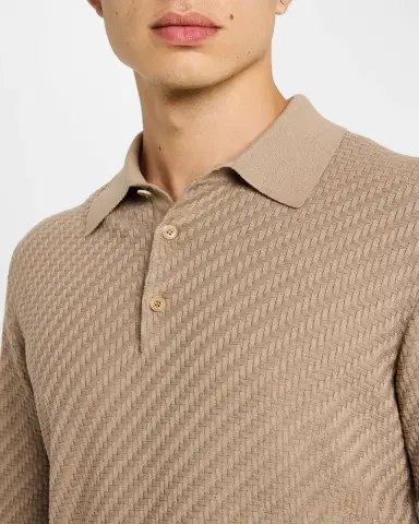 Brioni Men's Basketweave Polo Sweater | Thumbnail 4