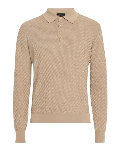 Brioni Men's Basketweave Polo Sweater | Thumbnail 1