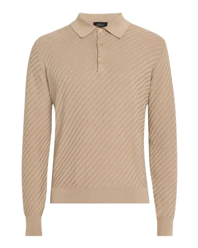 Brioni Men 's Basketweave Polo Sweater