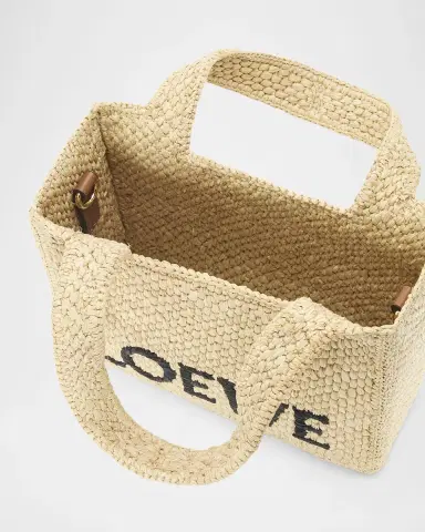 Loewe x Paula's Ibiza Font Logo Mini Tote Bag in Raffia | Thumbnail 3 Loewe x Paula's Ibiza Font Logo Mini Tote Bag in Raffia | Thumbnail 3