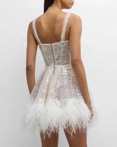 Bronx and Banco Mademoiselle Beaded Feather-Trim Mini Dress | Thumbnail 6 Bronx and Banco Mademoiselle Beaded Feather-Trim Mini Dress | Thumbnail 6