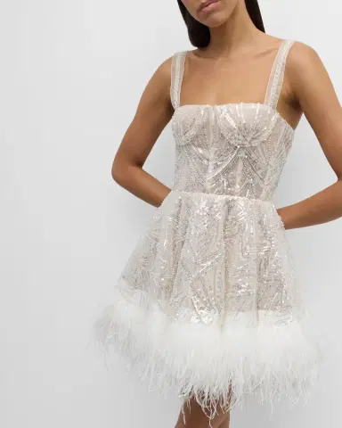Bronx and Banco Mademoiselle Beaded Feather-Trim Mini Dress | Thumbnail 7 Bronx and Banco Mademoiselle Beaded Feather-Trim Mini Dress | Thumbnail 7
