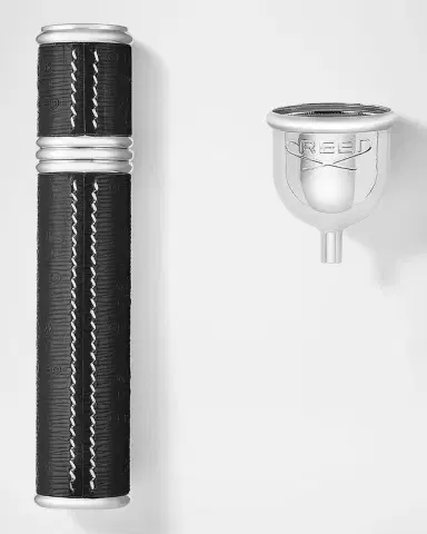 CREED Empty 0.33 oz. Leather Atomizer, Silver/Black | Thumbnail 3 CREED Empty 0.33 oz. Leather Atomizer, Silver/Black | Thumbnail 3