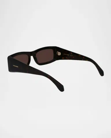 Ferragamo Men's Classic Logo Acetate Rectangle Sunglasses, 57mm | Thumbnail 2