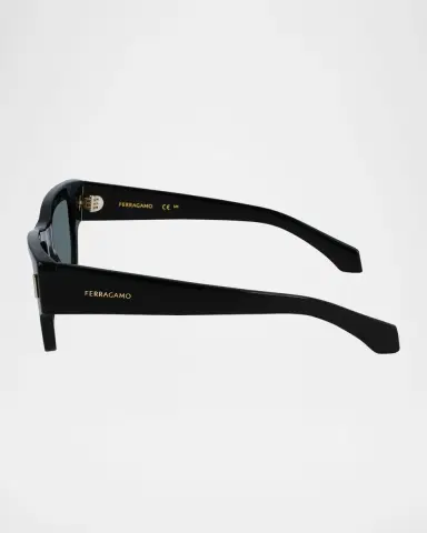 Ferragamo Men's Rivets Acetate Rectangle Sunglasses, 53mm | Thumbnail 4 Ferragamo Men's Rivets Acetate Rectangle Sunglasses, 53mm | Thumbnail 4