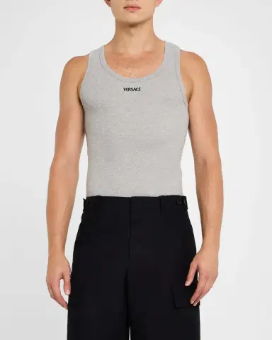Versace Men's Embroidered Logo Tank Top | Thumbnail 4