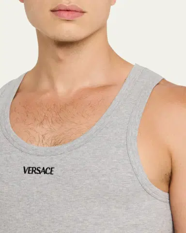 Versace Men's Embroidered Logo Tank Top | Thumbnail 5