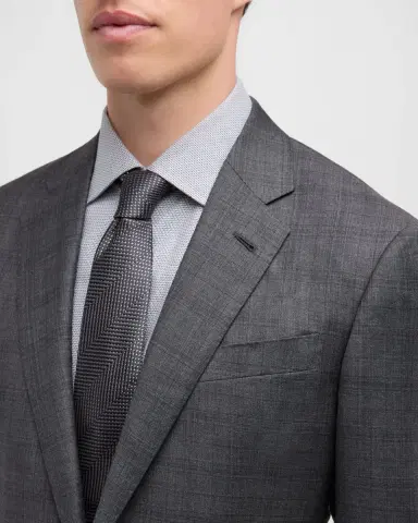 Giorgio Armani Men's Brushed Wool Plaid Classic Fit Suit | Thumbnail 2