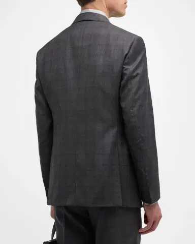 Giorgio Armani Men's Brushed Wool Plaid Classic Fit Suit | Thumbnail 5