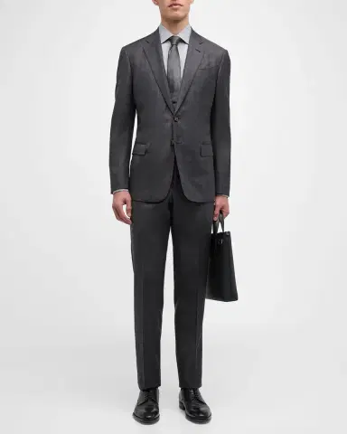 Giorgio Armani Men's Brushed Wool Plaid Classic Fit Suit | Thumbnail 6