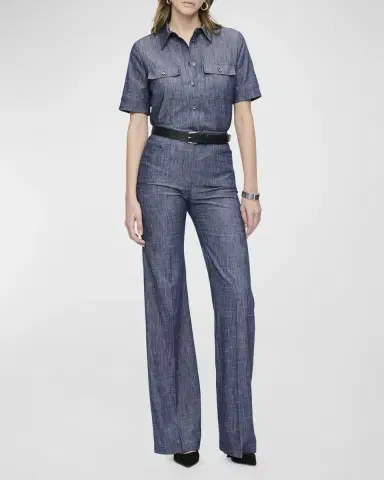 CALLAS MILANO Vesper Button-Down Stretch Denim Shirt | Thumbnail 2
