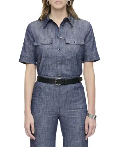 CALLAS MILANO Vesper Button-Down Stretch Denim Shirt | Thumbnail 1