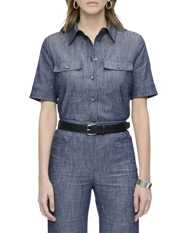 CALLAS Milano Vesper Button-Down Stretch Denim Shirt