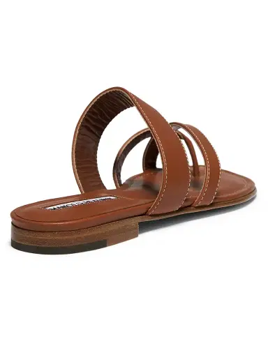 Manolo Blahnik Women's Susa Leather Thong Sandals - Tan | Thumbnail 3