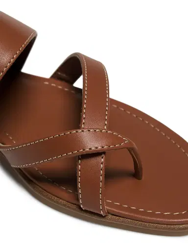 Manolo Blahnik Women's Susa Leather Thong Sandals - Tan | Thumbnail 5