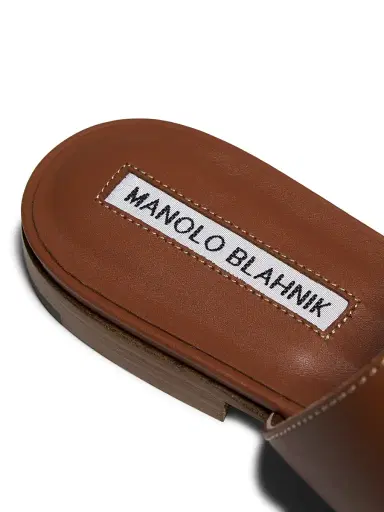 Manolo Blahnik Women's Susa Leather Thong Sandals - Tan | Thumbnail 6