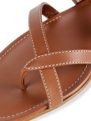 Manolo Blahnik Women's Susa Leather Thong Sandals - Tan | Thumbnail 7