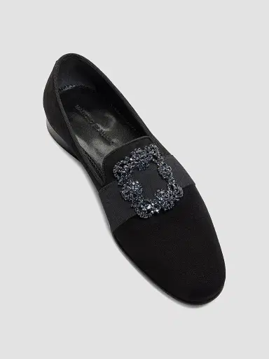 Manolo Blahnik Men's Carlton Crystal-Buckle Loafers - Black Suede - Size 8.5 | Thumbnail 4 Manolo Blahnik Men's Carlton Crystal-Buckle Loafers - Black Suede - Size 8.5 | Thumbnail 4